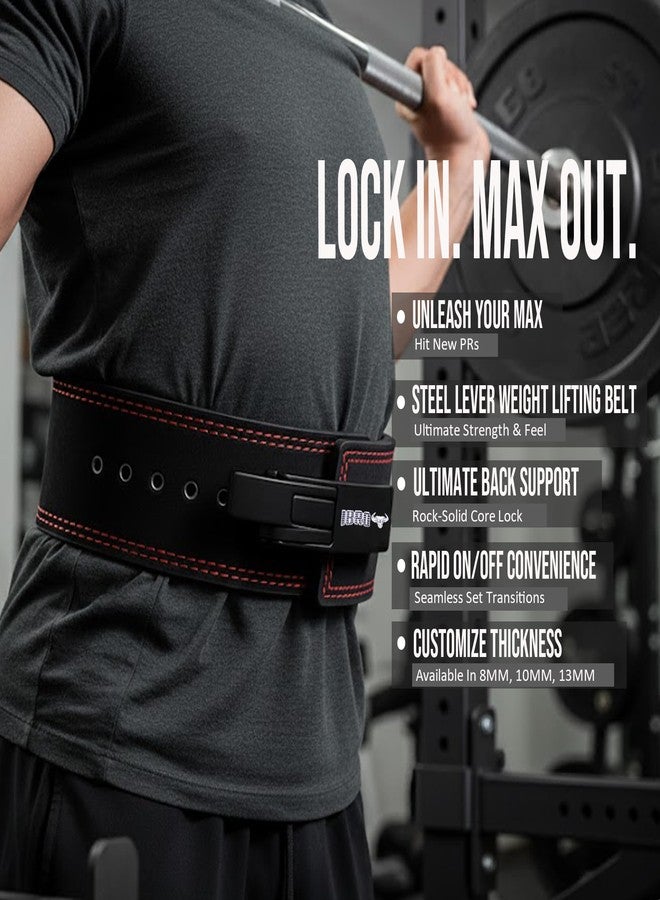 IBRO Powerlifting Lever Gym Belt – Power 13MM Extreme Heavy Duty Genuine Leather Belts - Squats Deadlifts Bodybuilding Weight Lifting IPF Power Lifting Strongman for Men All Black XL - Image 3